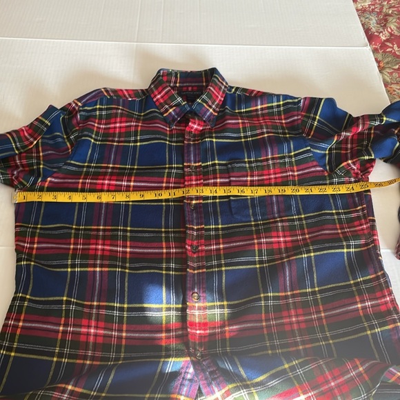 Lands’ End multi color plaid flannel  long sleeve shirt Men’s size L - Picture 9 of 13